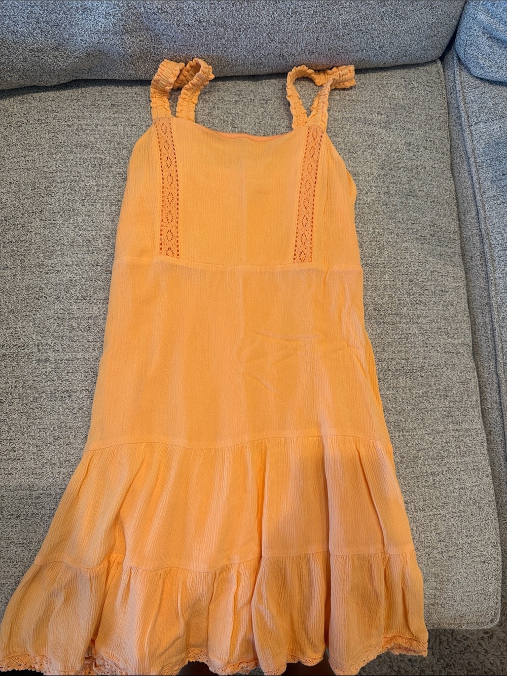 love, Fire Orange Ruffled Strap Tiered Sundress